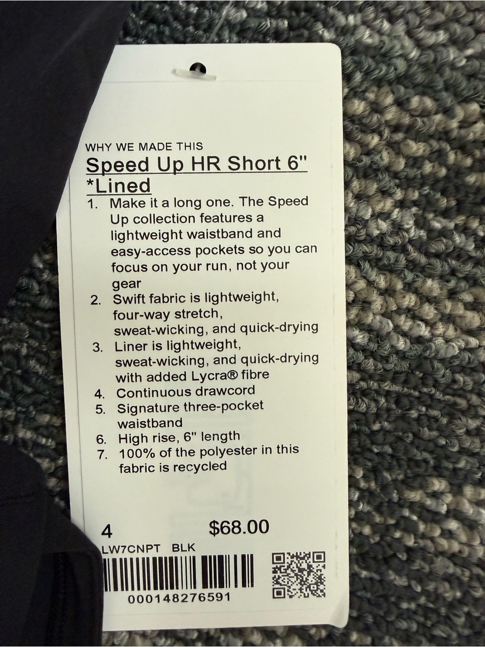 Lululemon Speed Up High-Rise Lined Shorts 6" black size 4 NWT - Picture 4 of 7